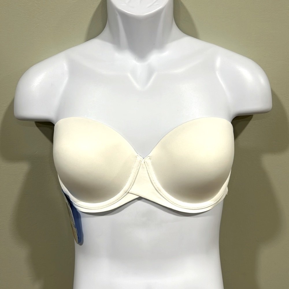 NWT Maidenform White Ultimate Stay Put, Stay Up Power Band Strapless Bra Sz 36D